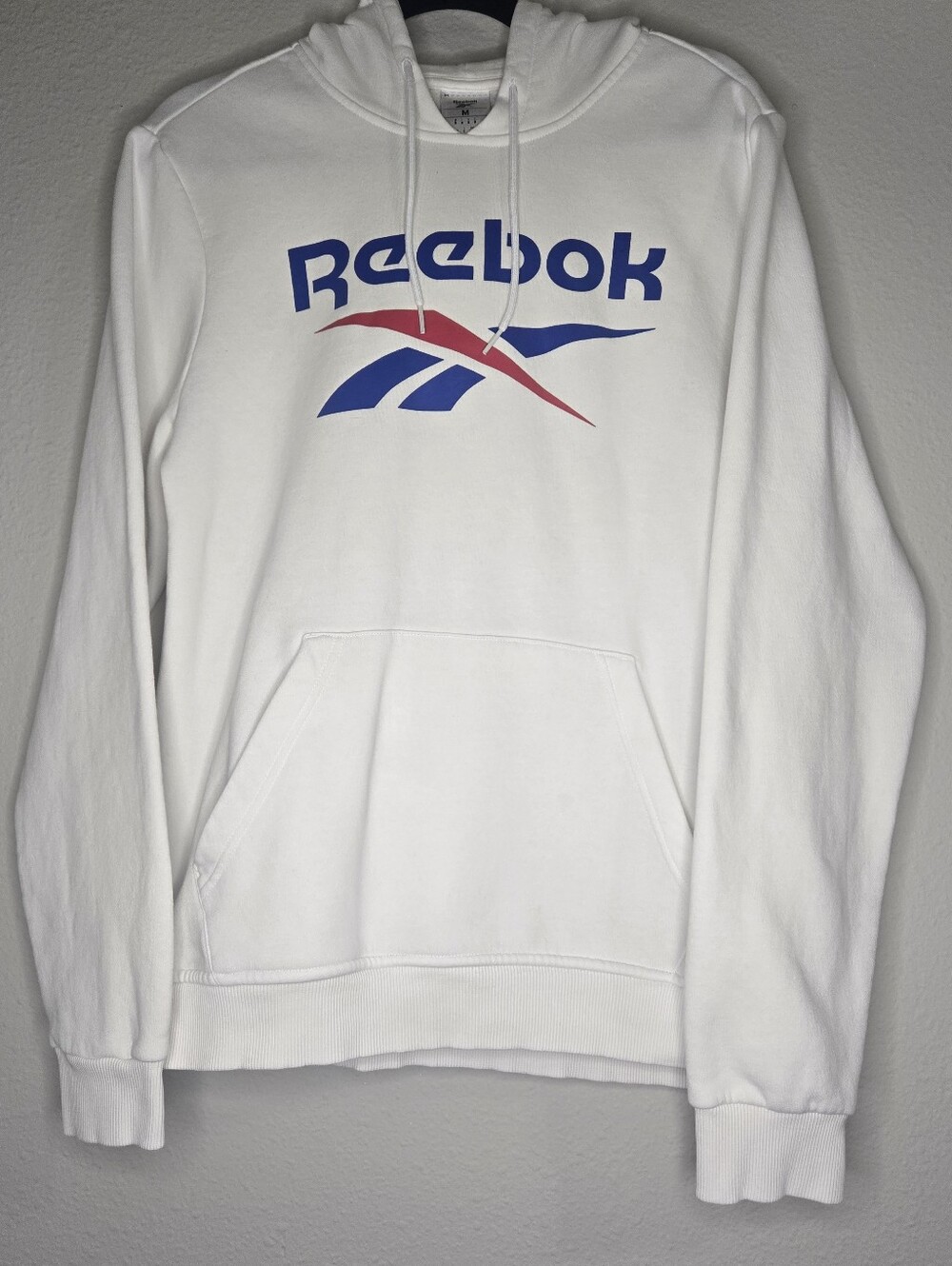 Reebok White Hoodie with Blue and Red Logo